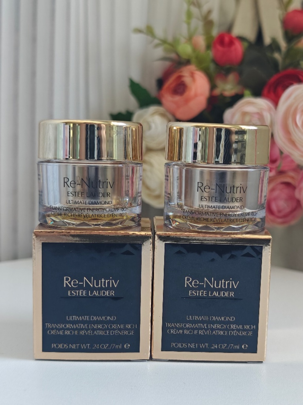 2 New Estee Lauder Re-Nutriv Ultimate Diamond Energy Creme Rich Sample 0.24 oz